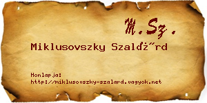 Miklusovszky Szalárd névjegykártya